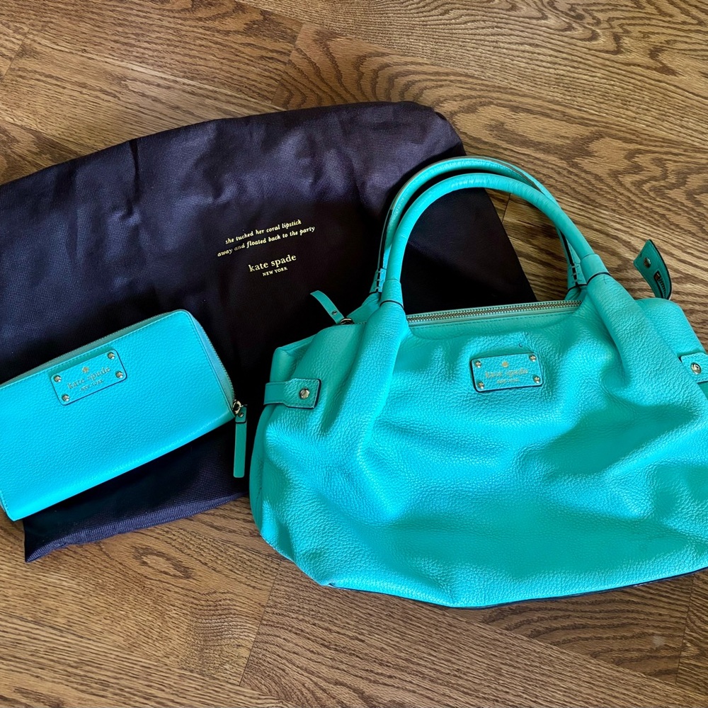 Kate Spade Tiffany Blue Shoulder Bag & Wallet